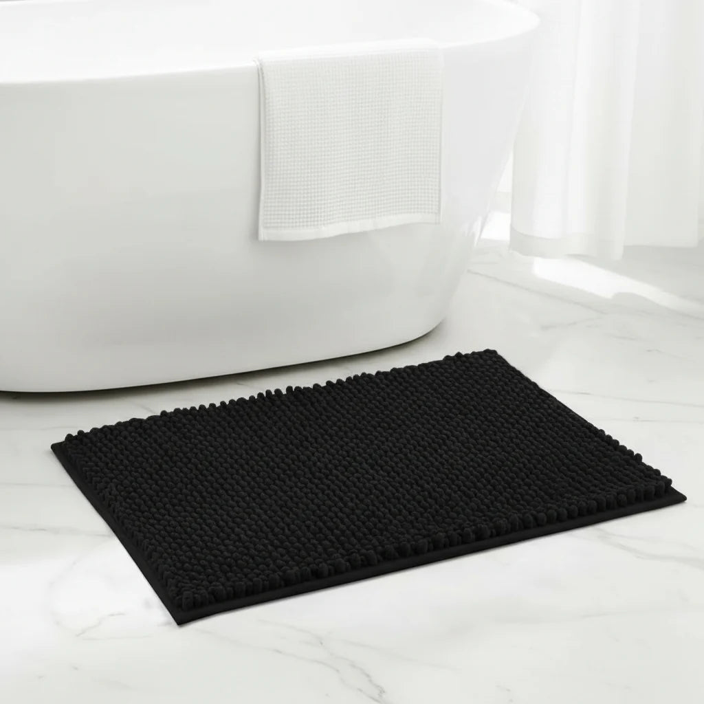 Bath Mat Microfiber Chenille Non-Slip Absorbent & Machine Washable