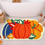 Bath Mat Plush Pumpkin Design Non-Slip Machine-Washable