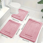Bath Mat Set Memory Foam Non-Slip 3-Piece Set