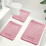 Bath Mat Set Memory Foam Non-Slip 3-Piece Set