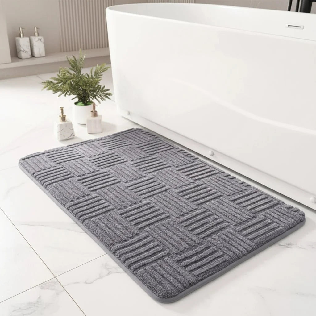 Bath Mat Thick Absorbent Non-Slip Striped Design
