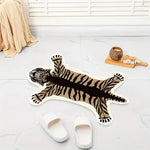 Bath Mat Tiger-Shaped Plush Non-Slip Backing