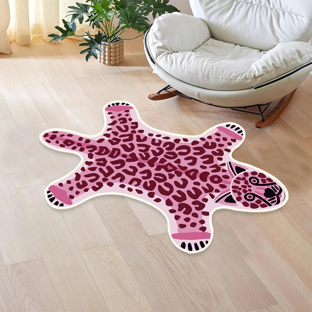 Bath Mat Tiger-Shaped Plush Non-Slip Backing