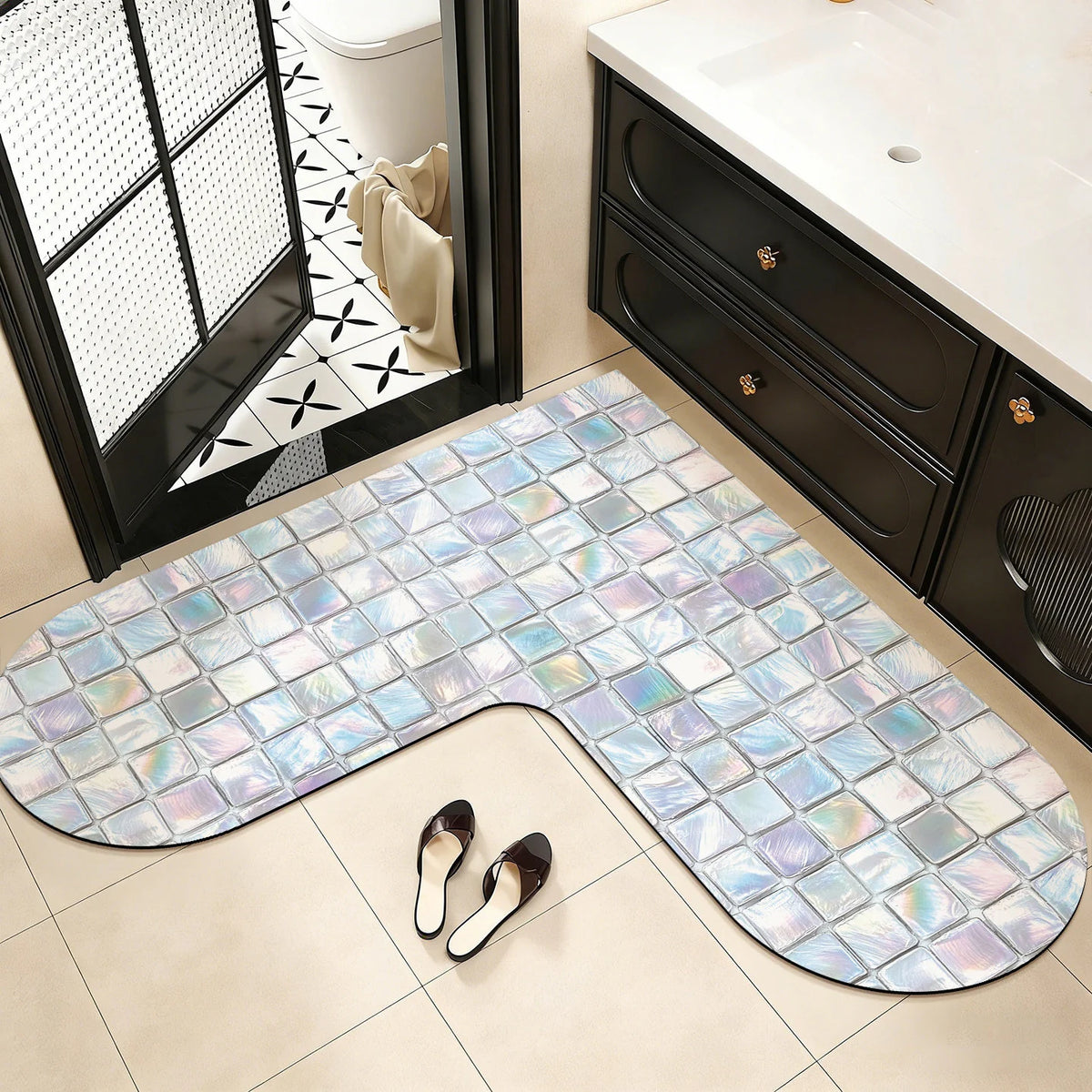Bath Mat U-Shaped Memory Foam Non-Slip Backing