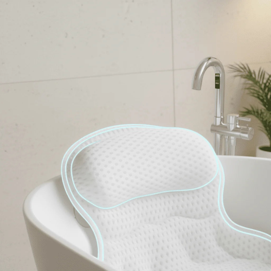 Bath Pillow Ergonomic 4D Air Mesh With Suction Cups