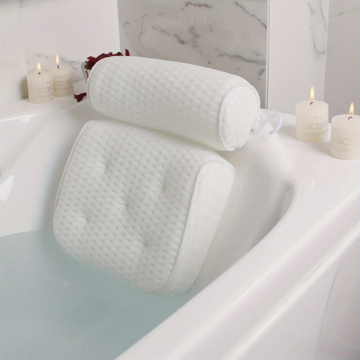 Bath Pillow Ergonomic Neck & Back Support Quick-Dry Mesh