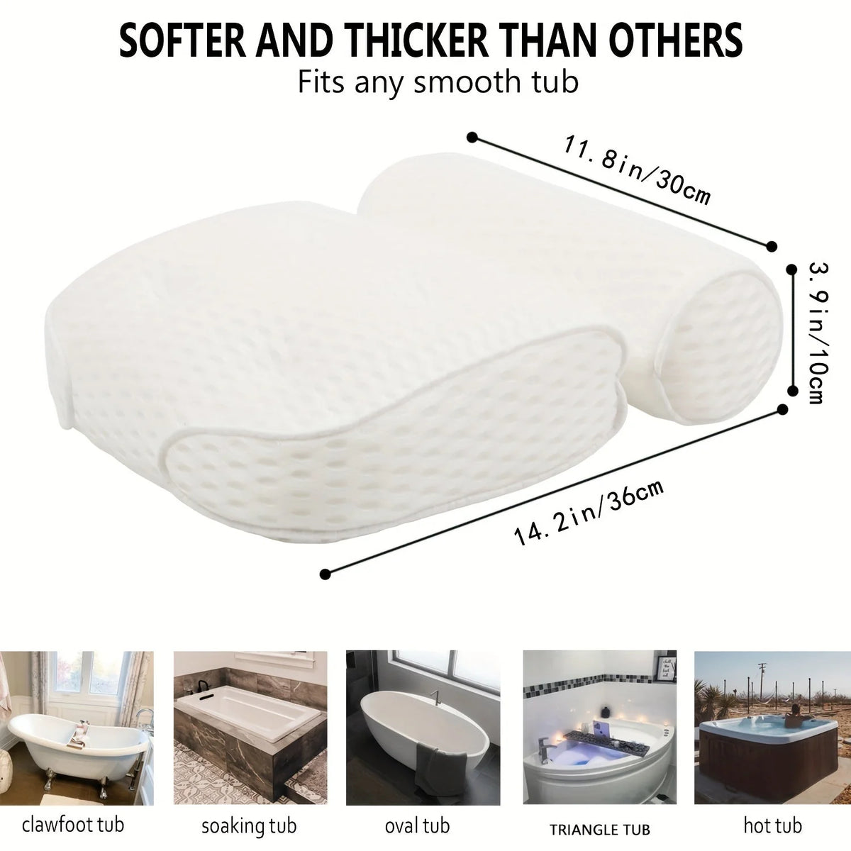Bath Pillow Ergonomic Neck & Back Support Quick-Dry Mesh