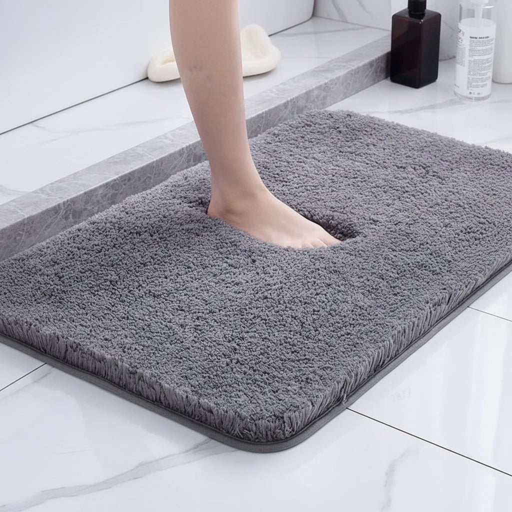 Bath Rug Fluffy Microfiber Absorbent Non-Slip Backing