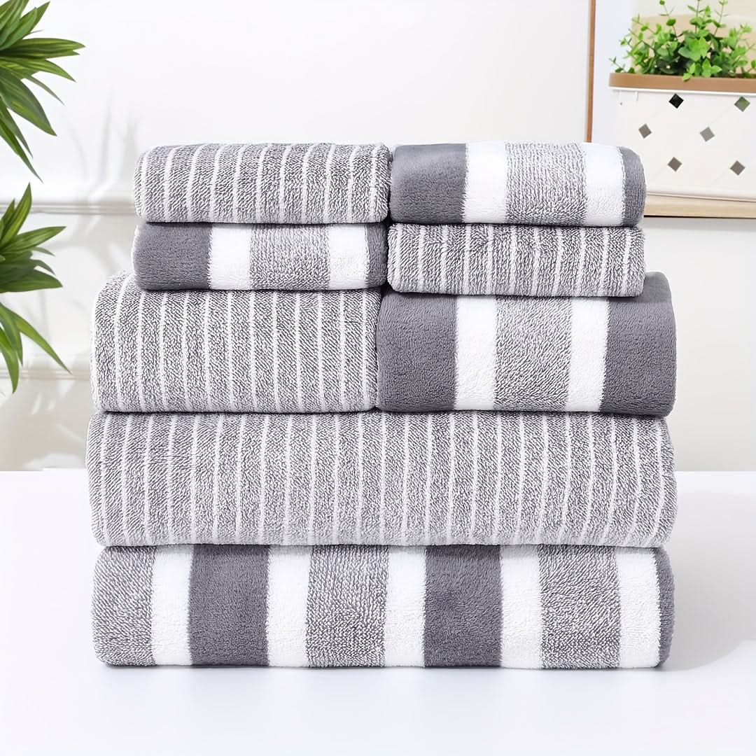Bath Towel Set Microfiber Quick-Drying Absorbent 8-Piece