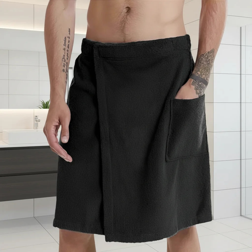 Bath Towel Wrap Coral Fleece Quick-Drying Elastic Waistband Pockets