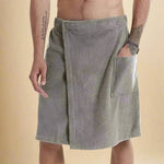 Bath Towel Wrap Coral Fleece Quick-Drying Elastic Waistband Pockets