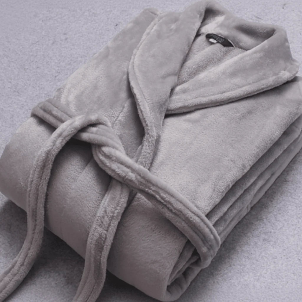 Bathrobe Coral Fleece Belt & Side Pockets