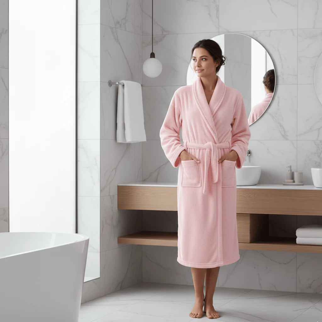 Bathrobe Coral Fleece Belt & Side Pockets