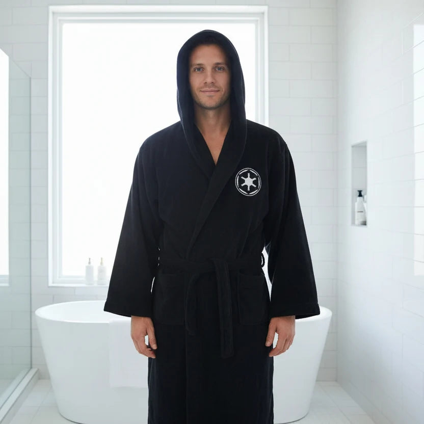 Bathrobe Flannel Hooded Belted Extra-Long