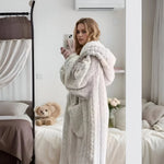 Bathrobe Hooded Soft Fabric Side Pockets