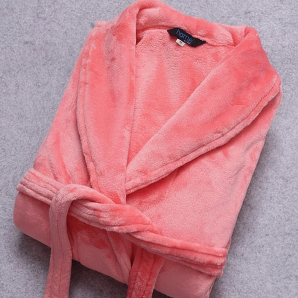 Bathrobe Soft Coral Fleece Belt & Side Pockets