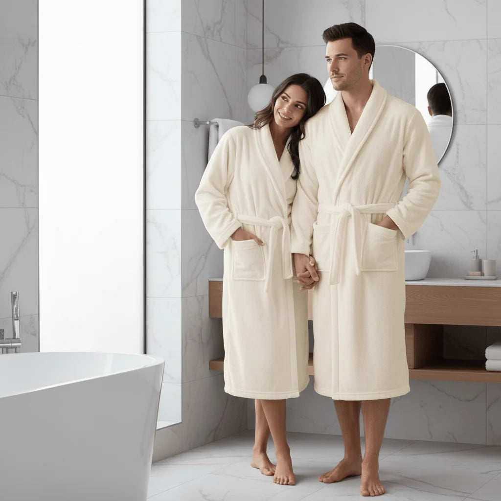 Bathrobe Soft Coral Fleece Belt & Side Pockets