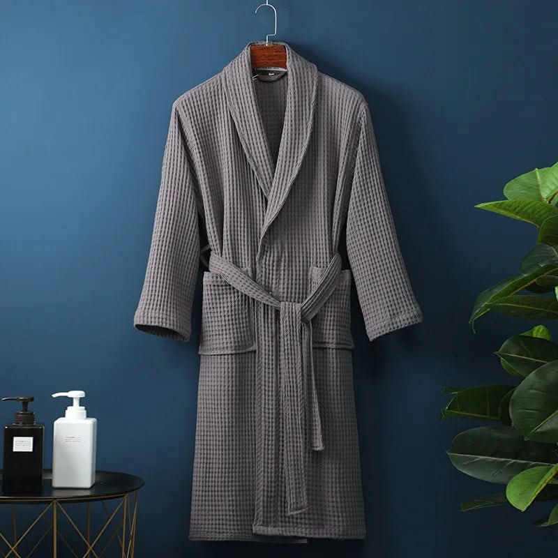 Bathrobe Waffle Texture Lightweight & Absorbent Unisex Fit