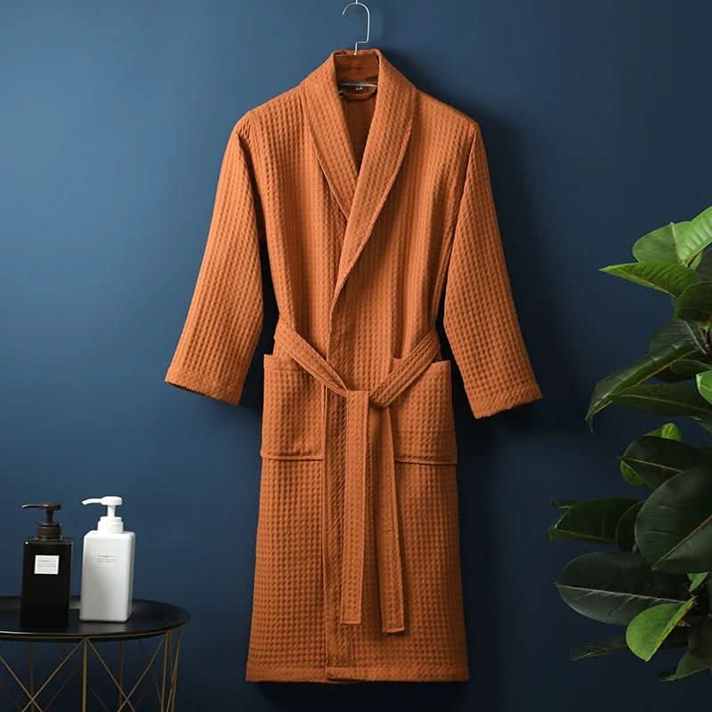 Bathrobe Waffle Texture Lightweight & Absorbent Unisex Fit