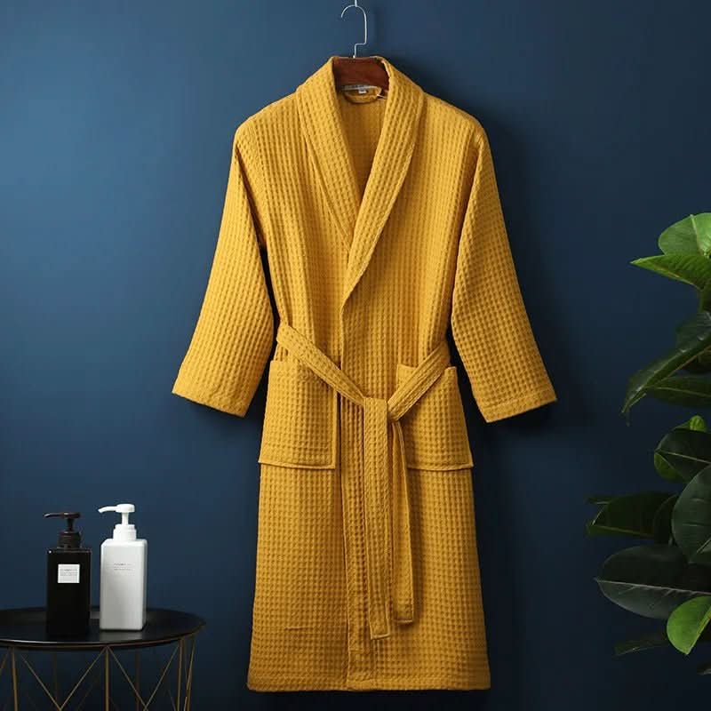 Bathrobe Waffle Texture Lightweight & Absorbent Unisex Fit