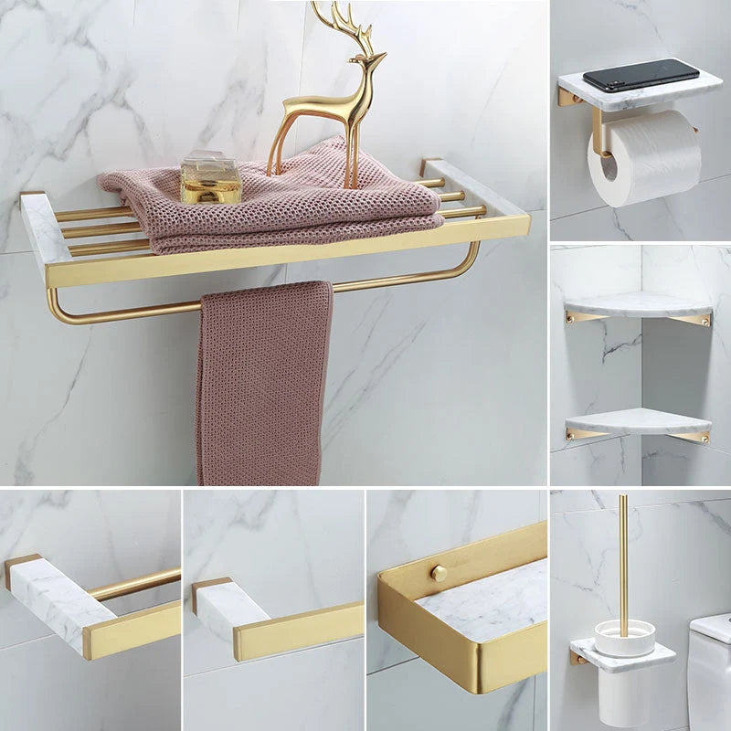 Bathroom Accessories Set Glossy Gold Finish Corrosion Resistant