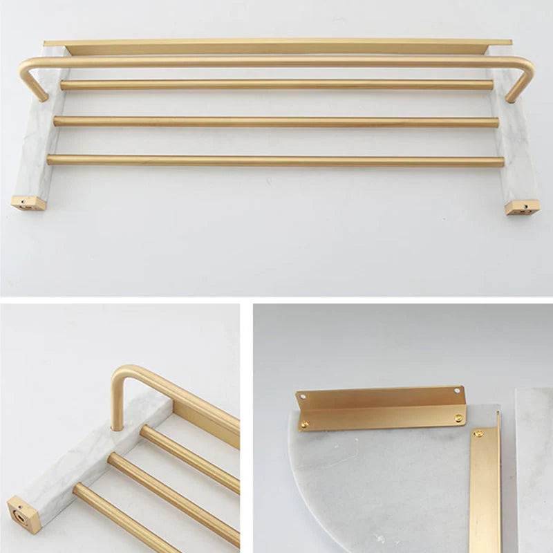Bathroom Accessories Set Gold Marble Finish & Rust Resistant