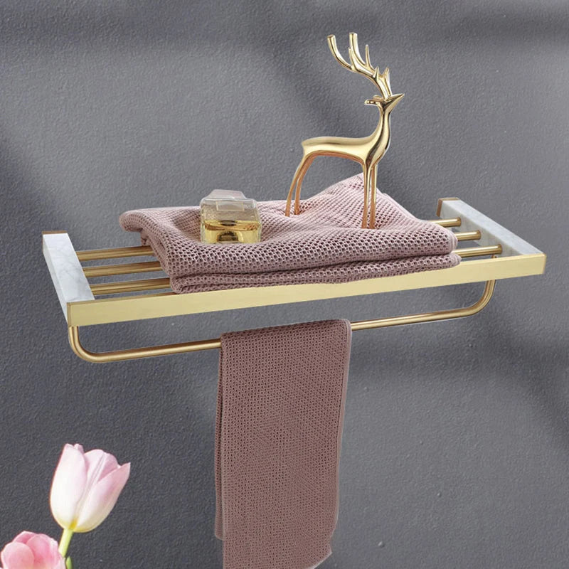 Bathroom Accessories Set Gold Marble Finish & Rust Resistant