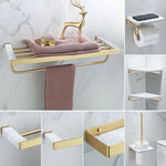 Bathroom Accessories Set Gold Marble Finish & Rust Resistant