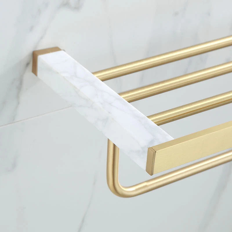 Bathroom Accessories Set Gold Marble Finish & Rust Resistant