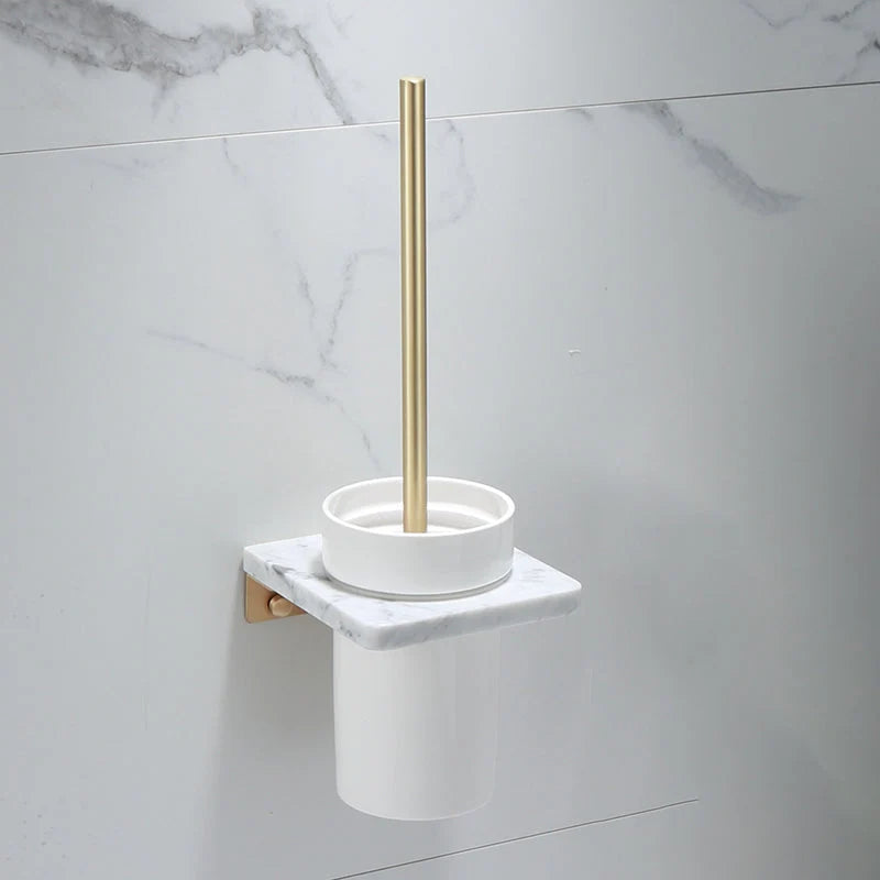 Bathroom Accessories Set Gold Marble Finish & Rust Resistant