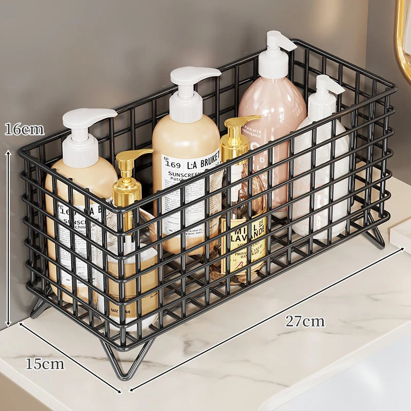 Bathroom Bottle Organizer Chrome Wire Raised Feet for Drainage