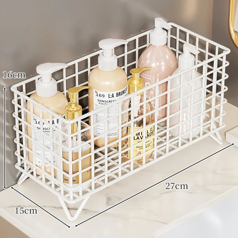 Bathroom Bottle Organizer Chrome Wire Raised Feet for Drainage
