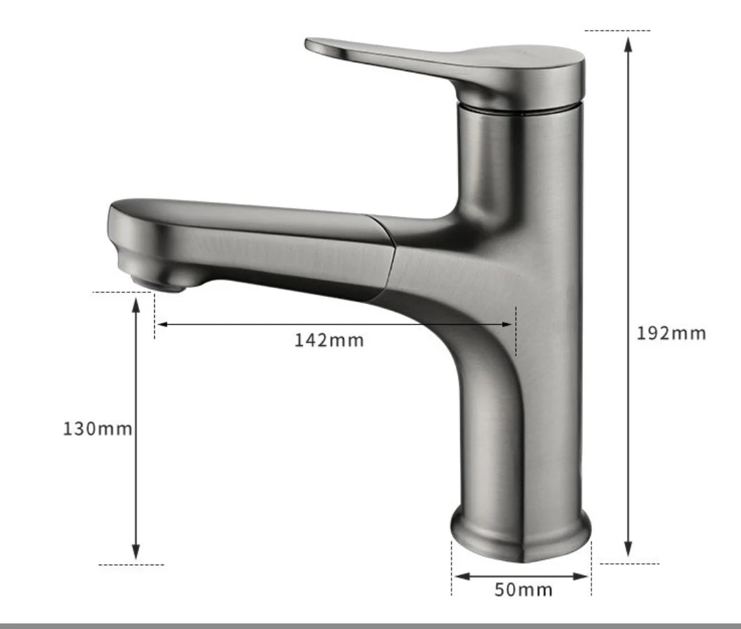 Bathroom Faucet Copper Pull-Out Hose Ergonomic Handle