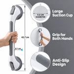 Bathroom Grab Bar Locking Suction Mount No-Drill 15.7-Inch