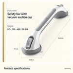 Bathroom Grab Bar Locking Suction Mount No-Drill 15.7-Inch