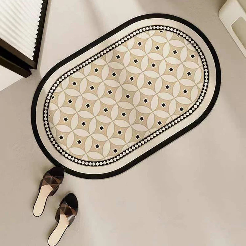 Bathroom Mat Oval Quick-Drying Non-Slip Machine Washable