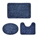 Bathroom Mat Set 3-Piece Absorbent Microfiber PVC-Backed Door Mat