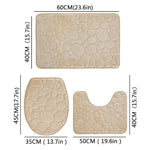 Bathroom Mat Set 3-Piece Absorbent Microfiber PVC-Backed Door Mat