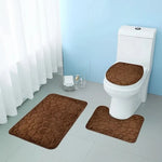 Bathroom Mat Set 3-Piece Absorbent Microfiber PVC-Backed Door Mat
