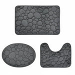 Bathroom Mat Set 3-Piece Absorbent Microfiber PVC-Backed Door Mat