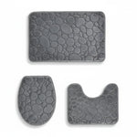Bathroom Mat Set 3-Piece Absorbent Microfiber PVC-Backed Door Mat