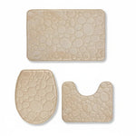 Bathroom Mat Set 3-Piece Absorbent Microfiber PVC-Backed Door Mat