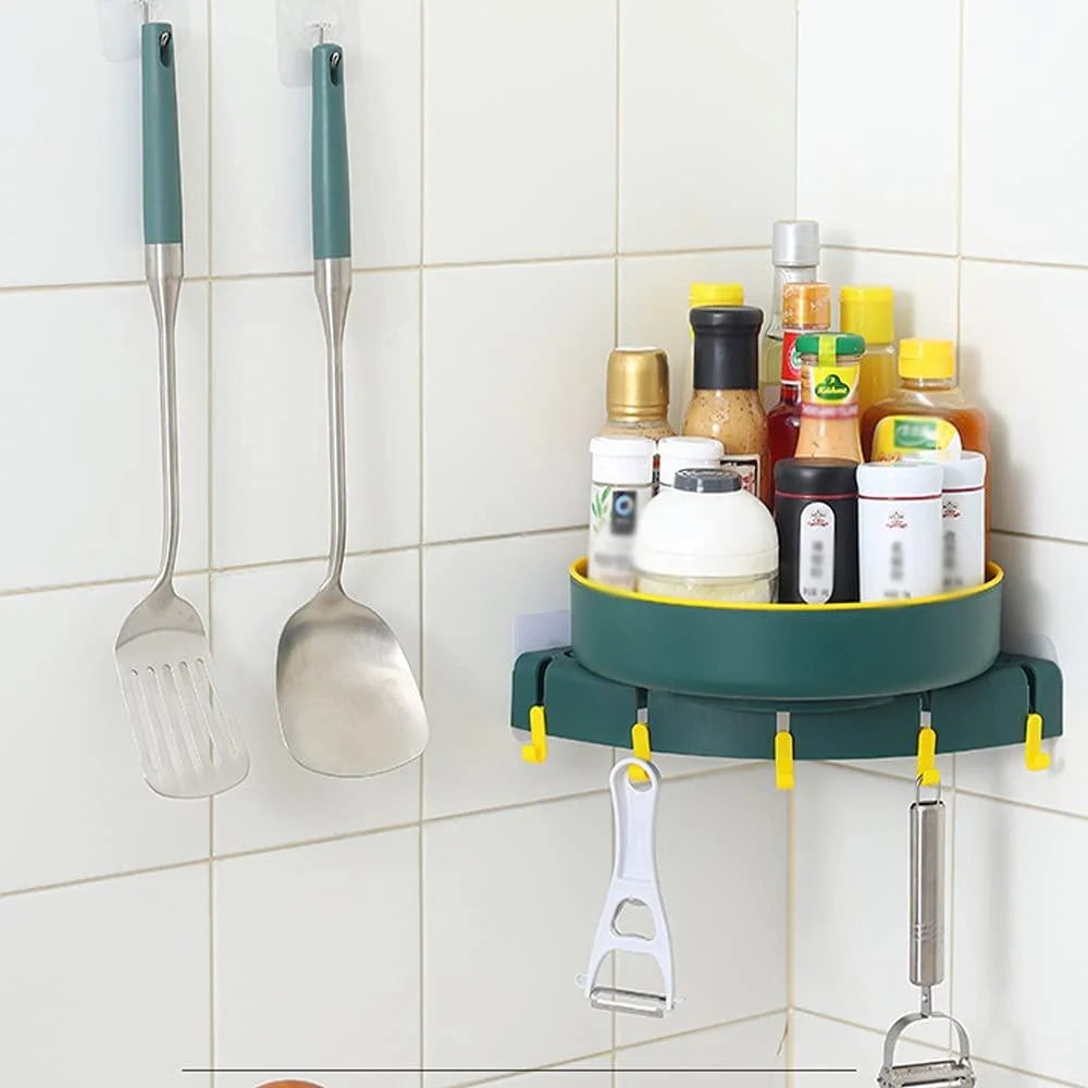 Bathroom Organizer Shelf 360° Rotating Adhesive Mount