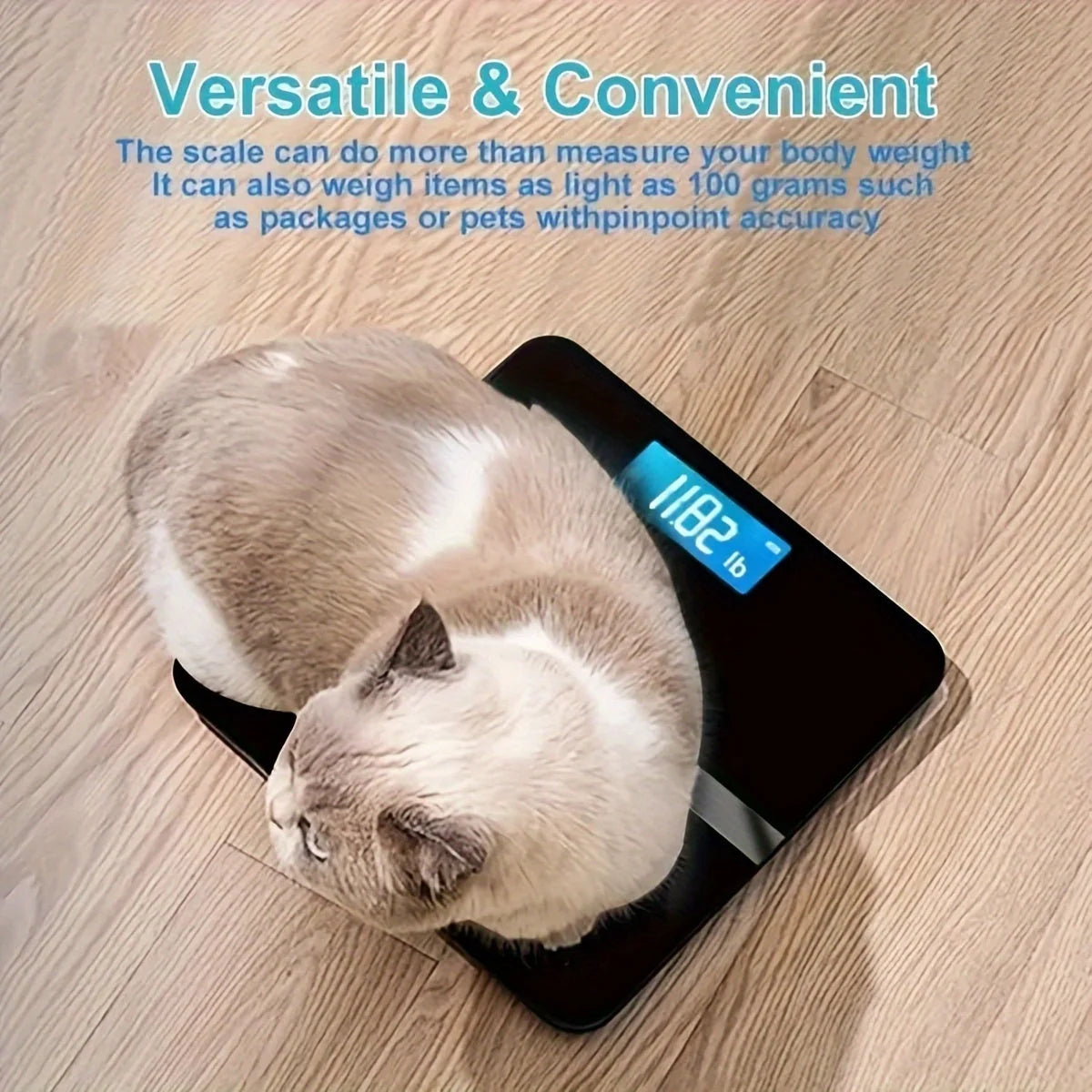 Bathroom Scale Tempered Glass Blue Backlit LCD USB Rechargeable