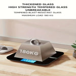 Bathroom Scale Tempered Glass Blue Backlit LCD USB Rechargeable