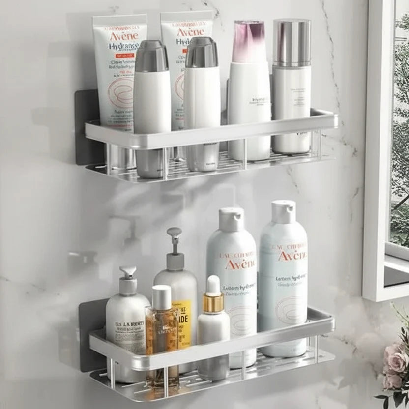 Bathroom Shelf Adhesive Drill-Free Stainless Steel & ABS Plastic