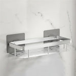 Bathroom Shelf Adhesive Drill-Free Stainless Steel & ABS Plastic