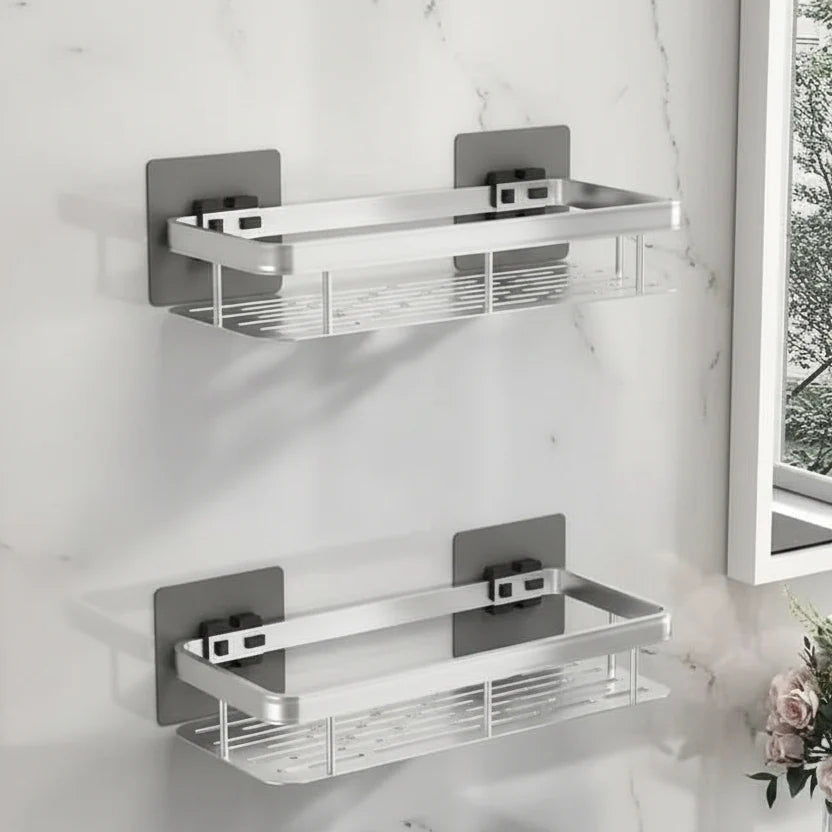 Bathroom Shelf Adhesive Drill-Free Stainless Steel & ABS Plastic