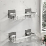Bathroom Shelf Adhesive Drill-Free Stainless Steel & ABS Plastic