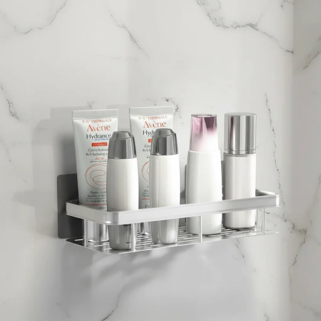 Bathroom Shelf Adhesive Drill-Free Stainless Steel & ABS Plastic
